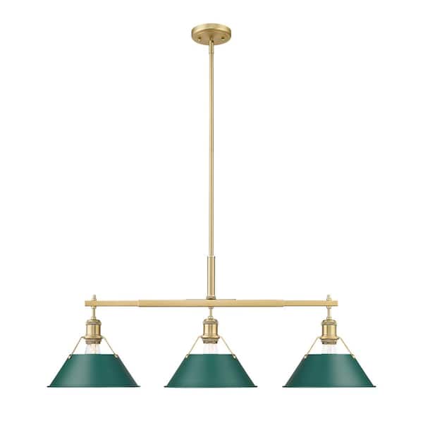 Orwell 100-Watt 3 Lights Brushed Champagne Bronze Island Pendant Light with Metal Shade, No Bulbs Included