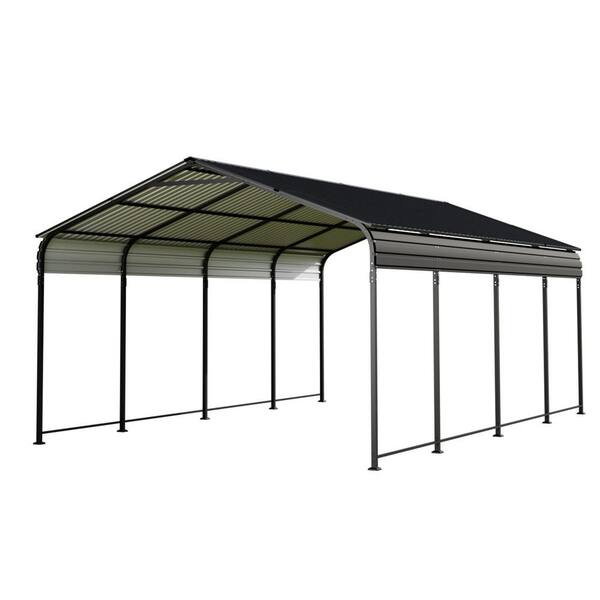 Boosicavelly 19 ft. W x 12 ft. D Outdoor Dark Gray Roof Metal Carport