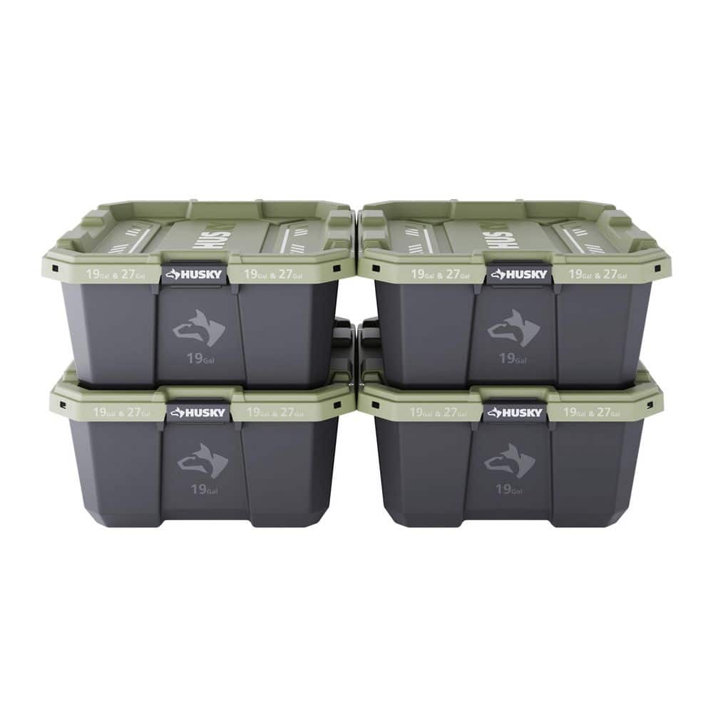 19 Gal. Pro Grip Storage Tote in Black with Army Green Lid (4-Pack) price history on PriceWatchPro