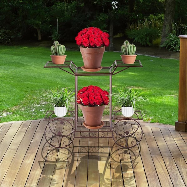 26 in. x 31 in. x 10 in. Indoor/Outdoor Bronze Metal Plant Holder