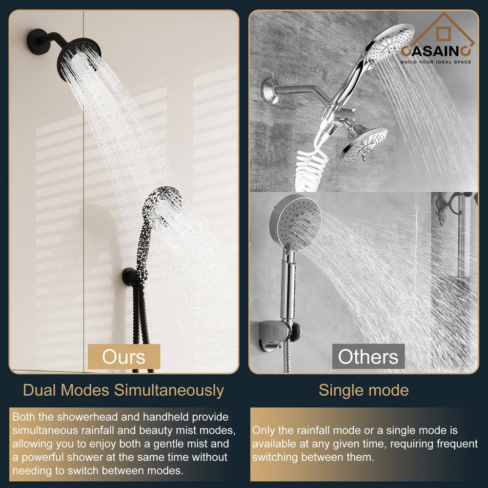 Matte Black Dual-Function Wall Mounted Shower System