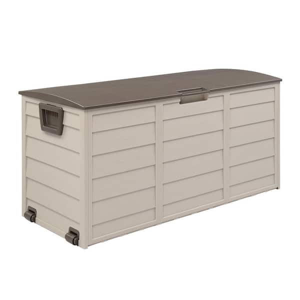 Karl home 75 Gal. Plastic Coffee Storage Deck Box with Wheels for Indoor Outdoor