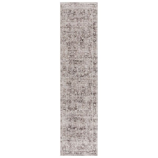 Vintage Tabriz 2 ft. x 8 ft. Gray/Charcoal Distressed Ornate Border Runner Rug