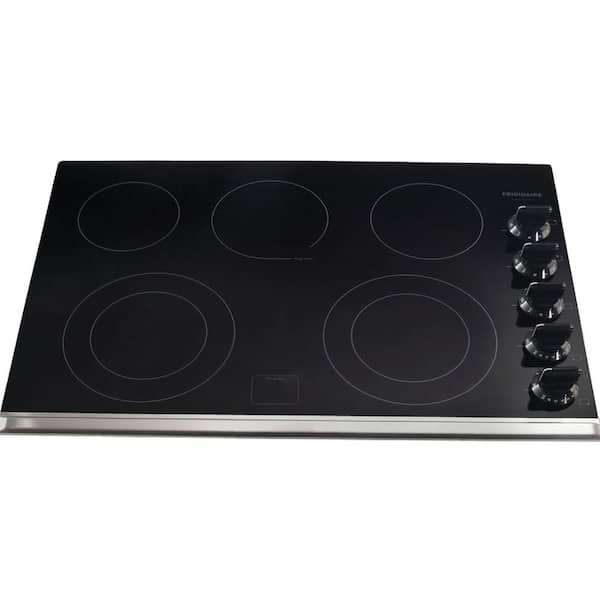 FRIGIDAIRE 30 in. Ceramic Glass Electric Cooktop in Black with 5 Elements including a Warming Zone
