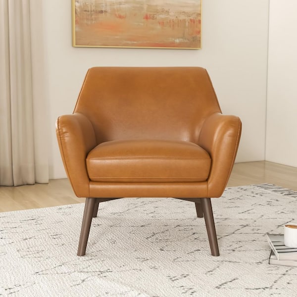 Tan leather store accent chair