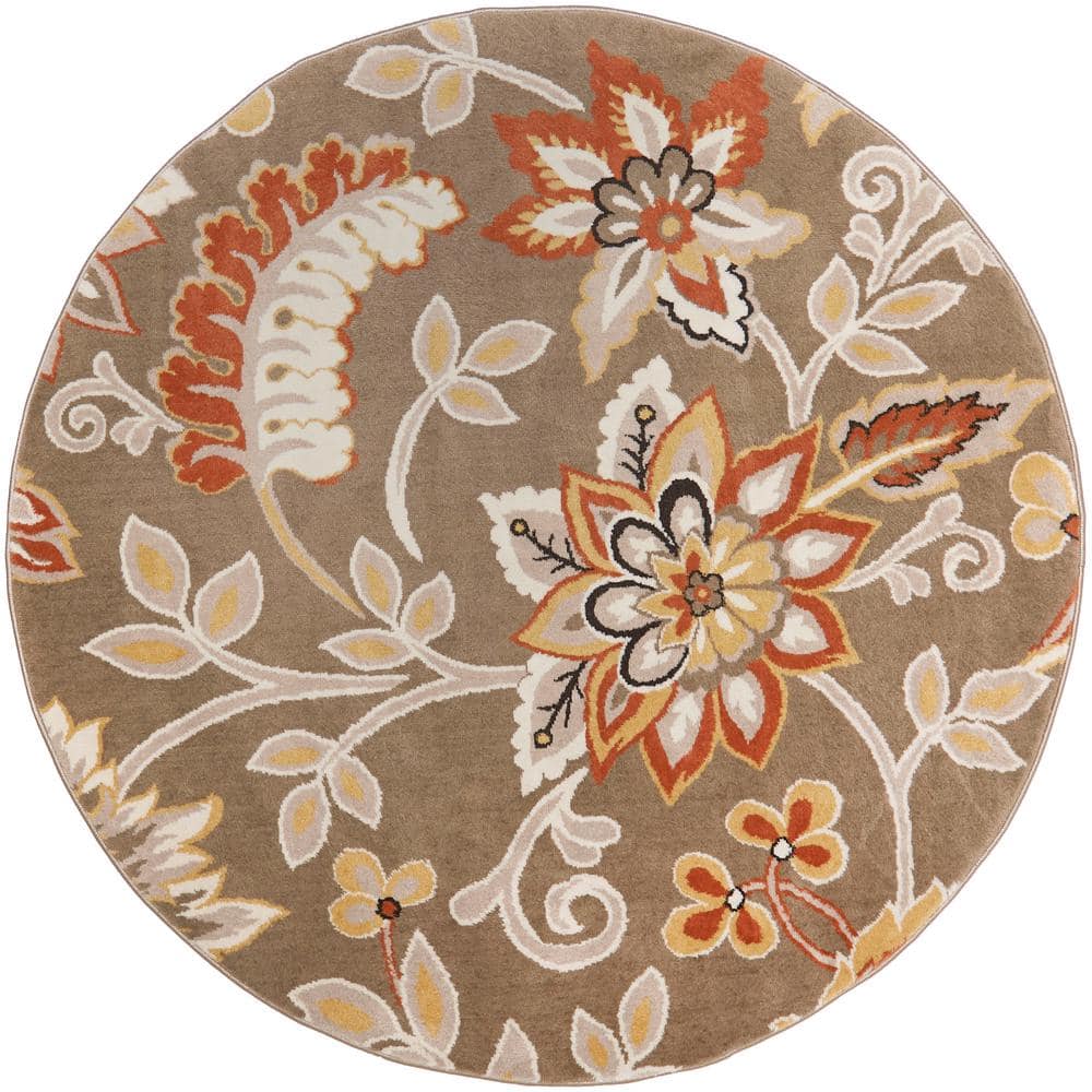 Tremont Teaneck Taupe/Pink 5 ft. Floral Round Area Rug -  Home Dynamix, 6R-HD5019-26