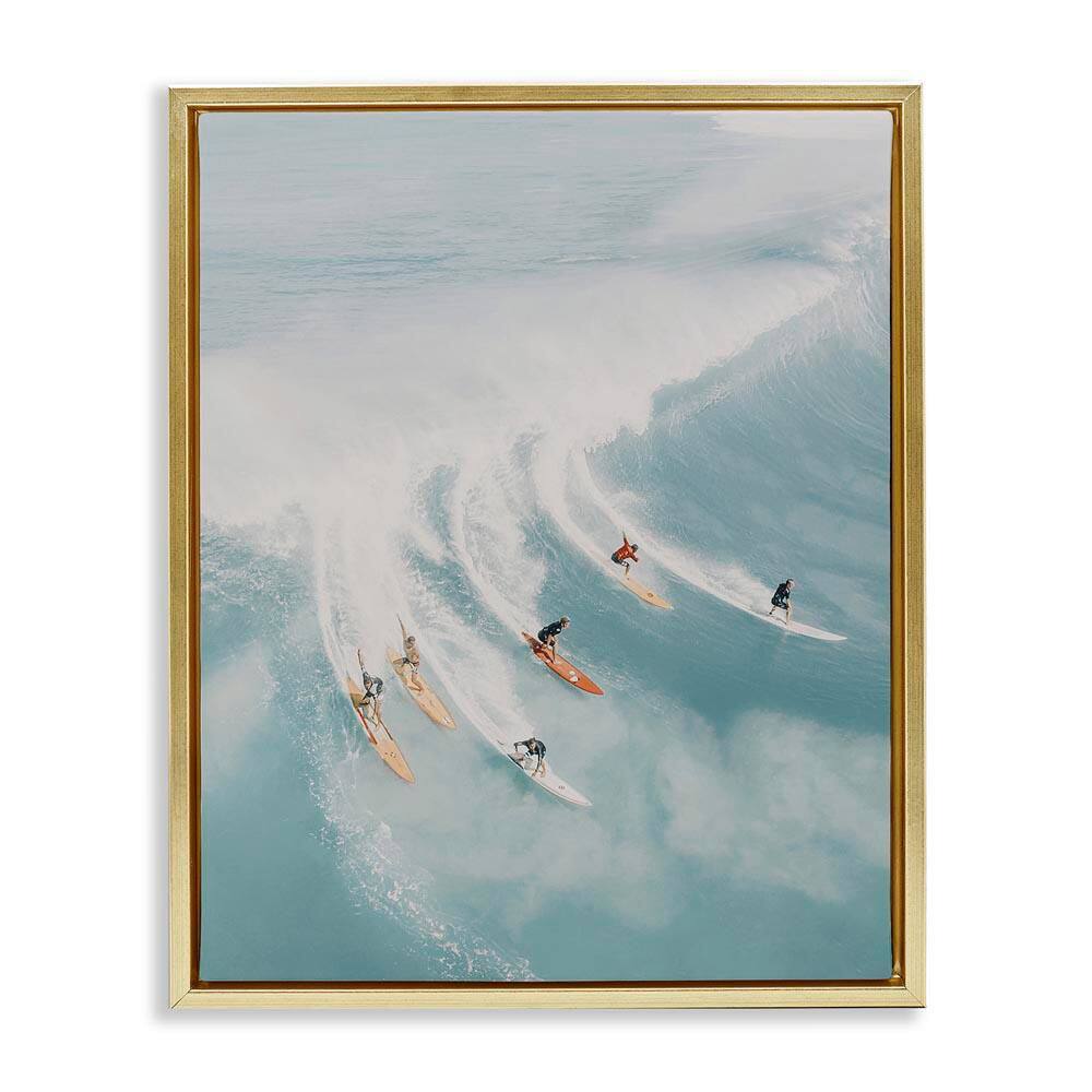 Surfing Race Seascape by LSR Design Studio Gold Floater Frame People Graphic Art Print 31 in. x 25 in. price history on PriceWatchPro