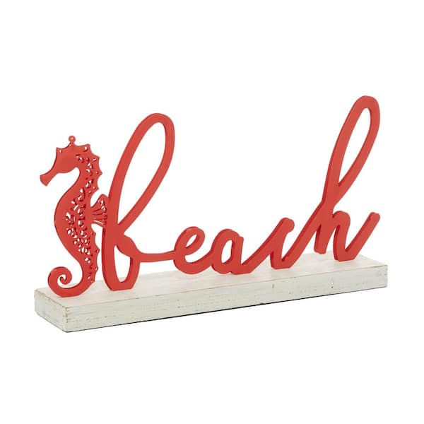 Litton Lane Red Wood Decorative Signs