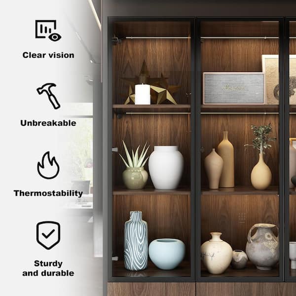 FUFU&GAGA 78.7 in. Tall x 110.2 in. W, Brown Wood 23-Shelf