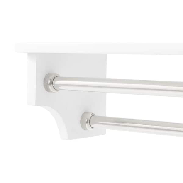 Coventry 25 in. W x 14 in. H Wall-Mounted Bath Shelf with Two Towel Rods in  White