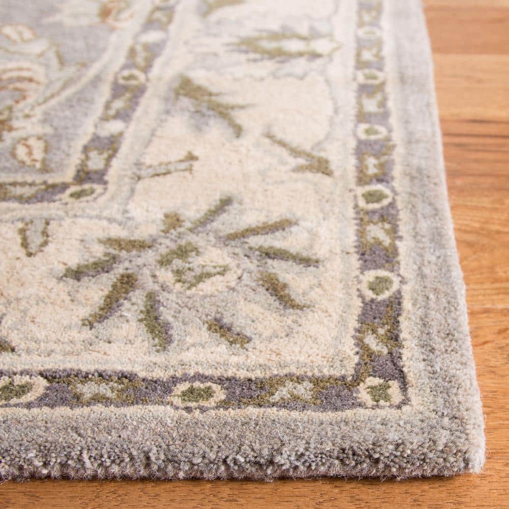 Handmade Gray and Beige Wool Tufted Rectangular Rug 36" x 24"