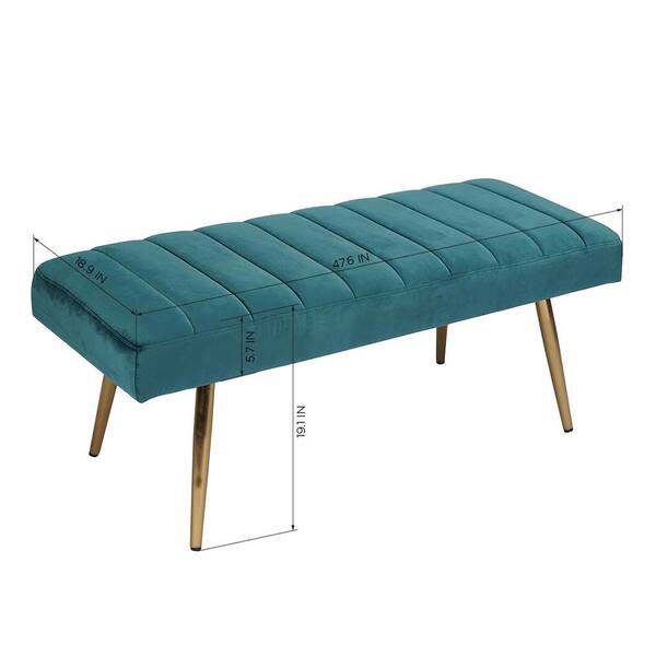 green upholstered bench