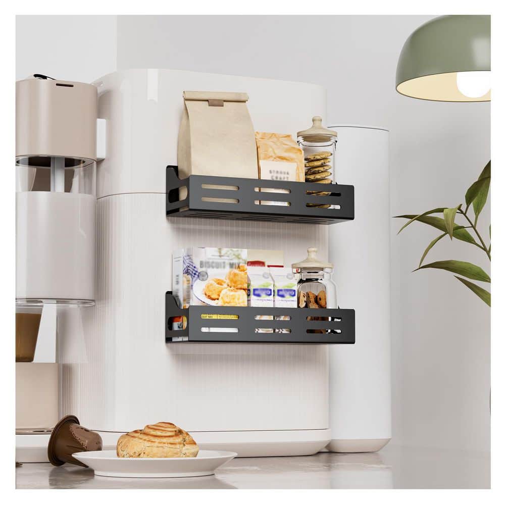 JFVKAF Magnetic Mount Black Matte Finish 3-Pack Refrigerator Spice