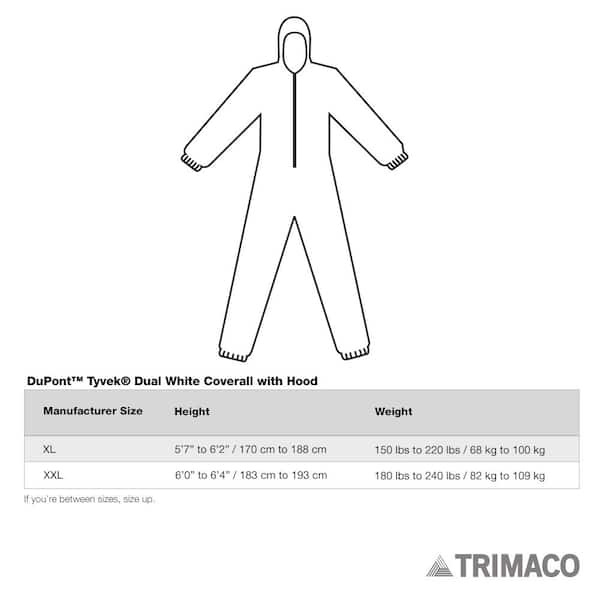 TRIMACO DuPont Tyvek Dual 2XL White Coverall with Hood 142741