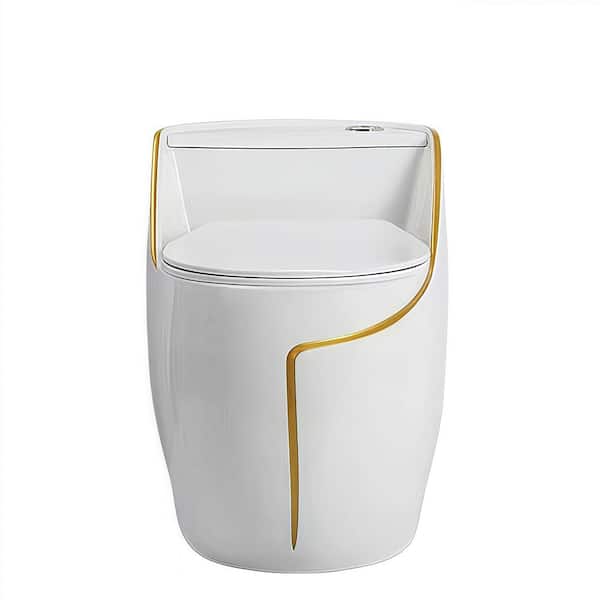 12 in. Rough In 1-Piece Toilet 1.45 Gal. GPF Elongated Comfort Height Toilet in White Seat Included