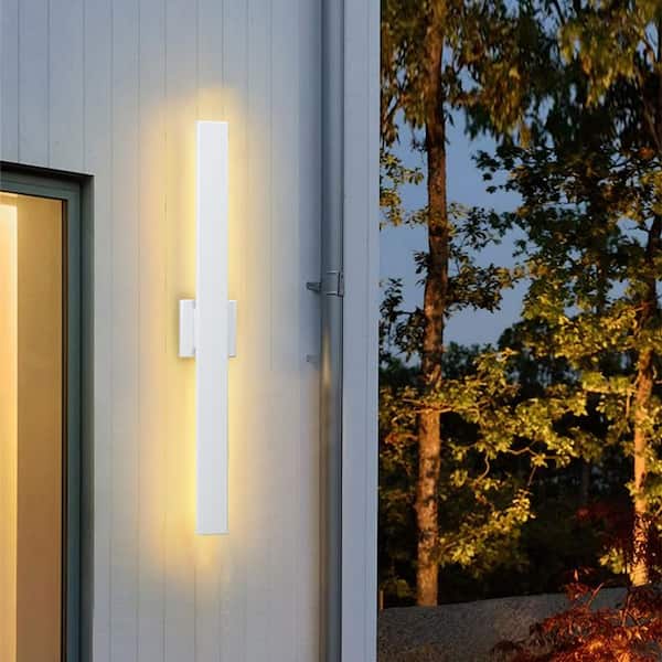 2-Light White Hardwired LED Outdoor Wall Sconce Lantern(2 Pack)