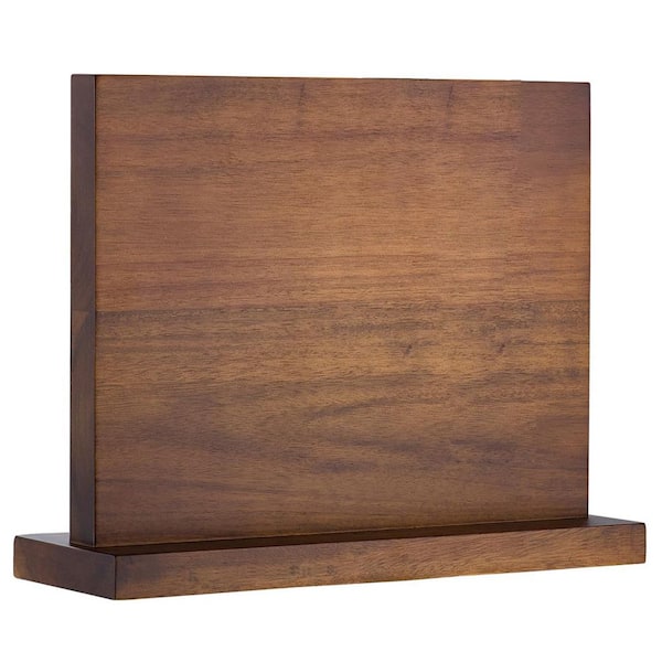 10-Knife 12 in. Wood Magnetic Knife Block Countertop Knife Storage Double-Sided Holder with Non-Slip Base