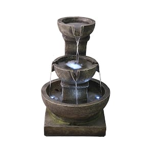 16.4 in. Outdoor Waterfall Fountain Relaxing Soothing Garden Fountains with LED Lights for House, Office, Garden