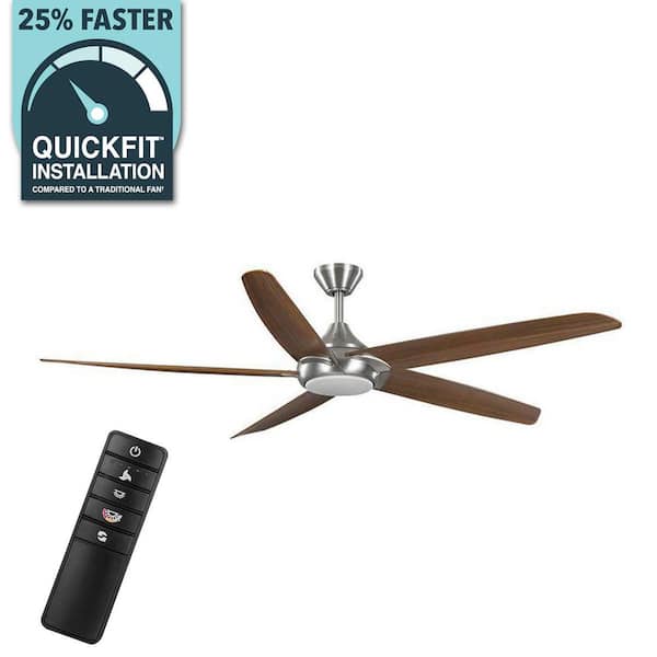 Highstone 70 in. White Color Changing Indoor/Outdoor Brushed Nickel Smart Ceiling Fan with Remote Powered by Hubspace