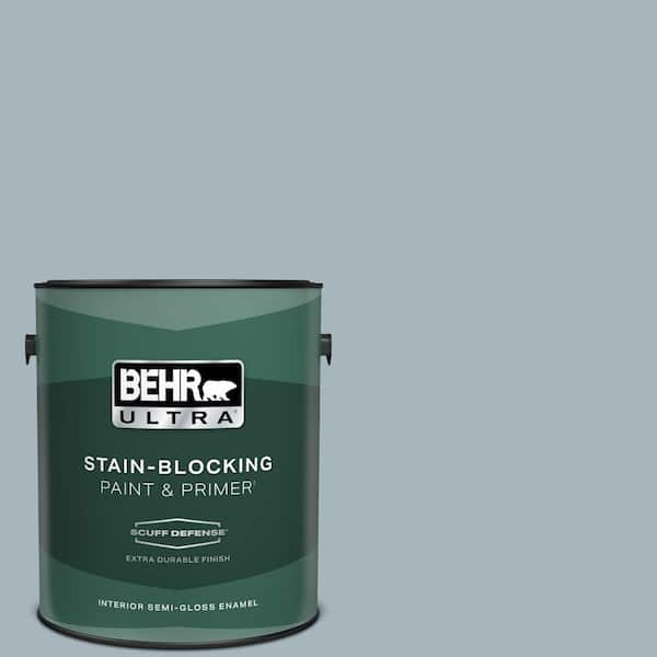 BEHR ULTRA 1 gal. #N480-3 Shadow Blue Extra Durable Semi-Gloss Enamel Interior Paint & Primer