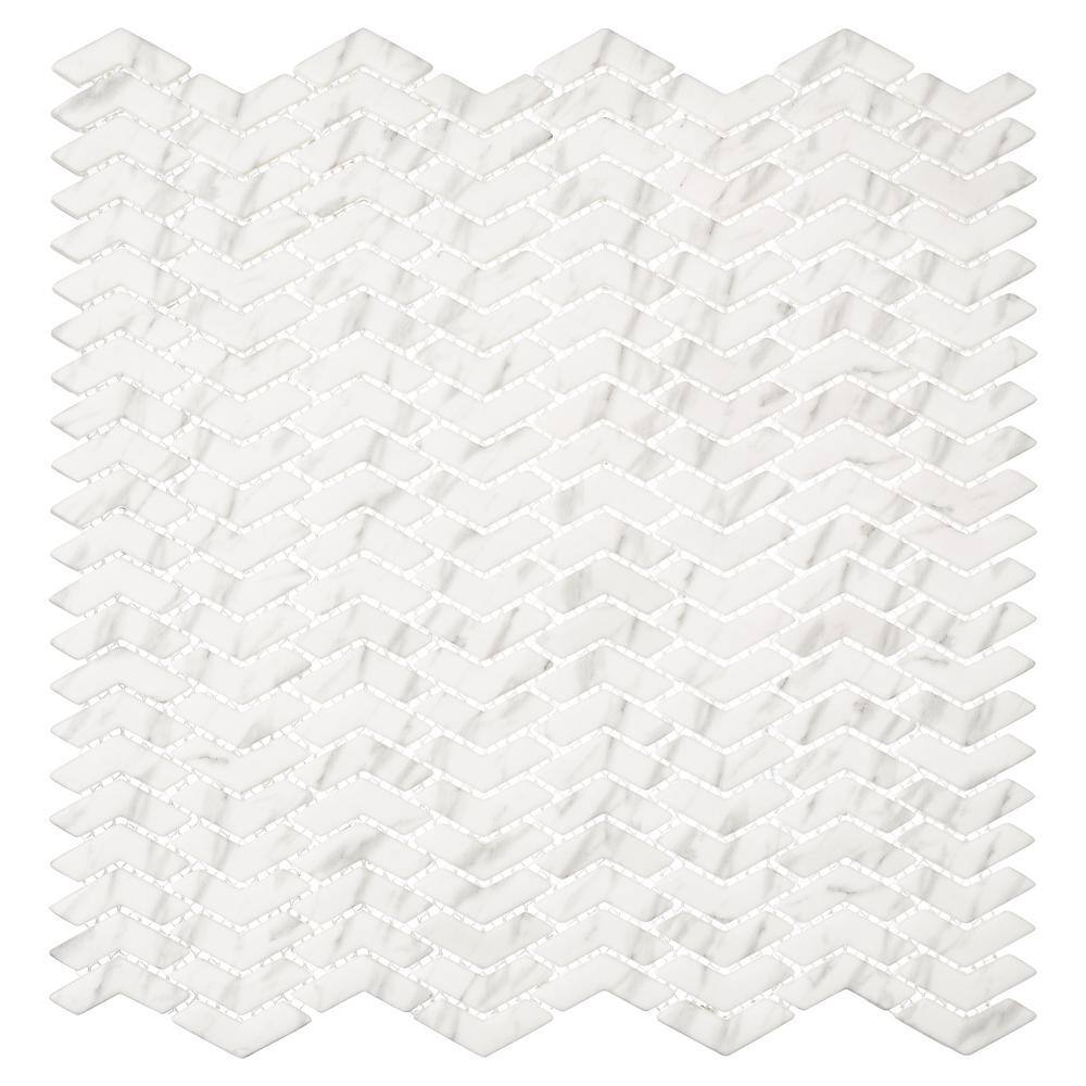 Vanil Matte Glass Chevron Mosaic Tile Sample