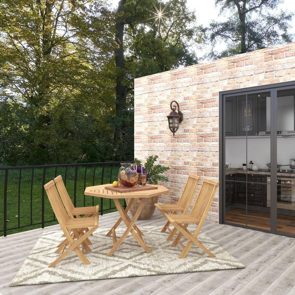 Traditional Teak 4-Person Octagonal Outdoor Dining Set