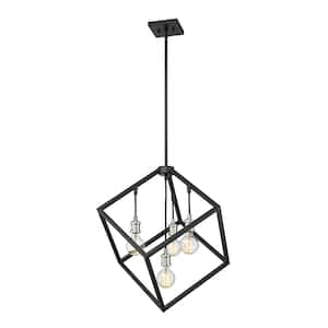 4-Light Matte Black and Brushed Nickel Standard Pendant