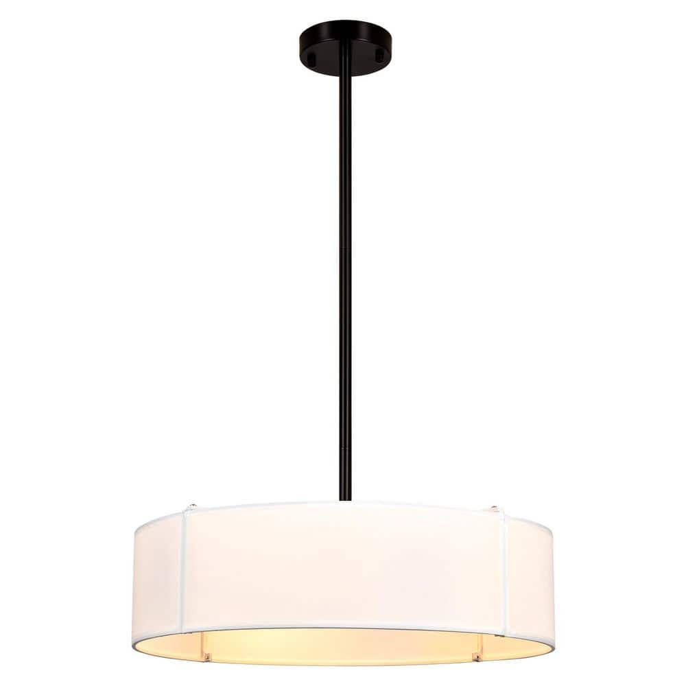 19.68 in. 5-Light Black Dimmable Drum Chandelier with Fabric Shade for Dining Room Bedroom Living Room price history on PriceWatchPro