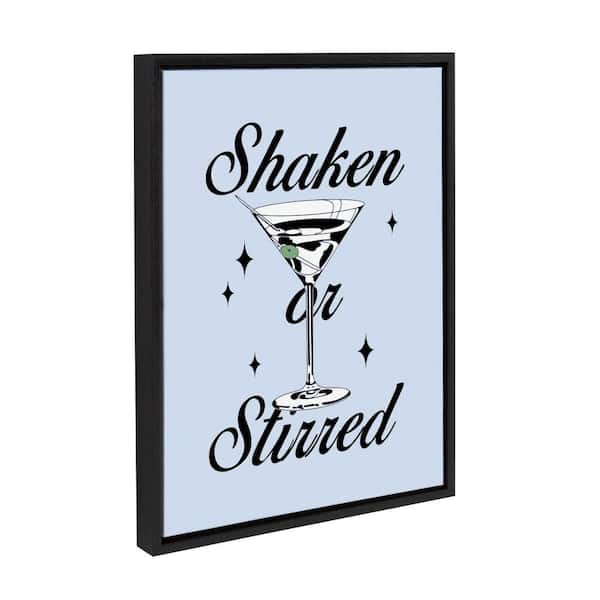 Kate and Laurel Sylvie Shaken or Stirred Blue Framed Canvas by Alli Standefer (Set of 1) Culture Art Print 18.00 in. x 24.00 in.