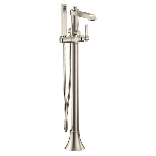 MOEN Flara Single-Handle Floor-Mount Roman Tub Faucet with Hand Shower in Brushed Nickel (Mounting Kit not Included)
