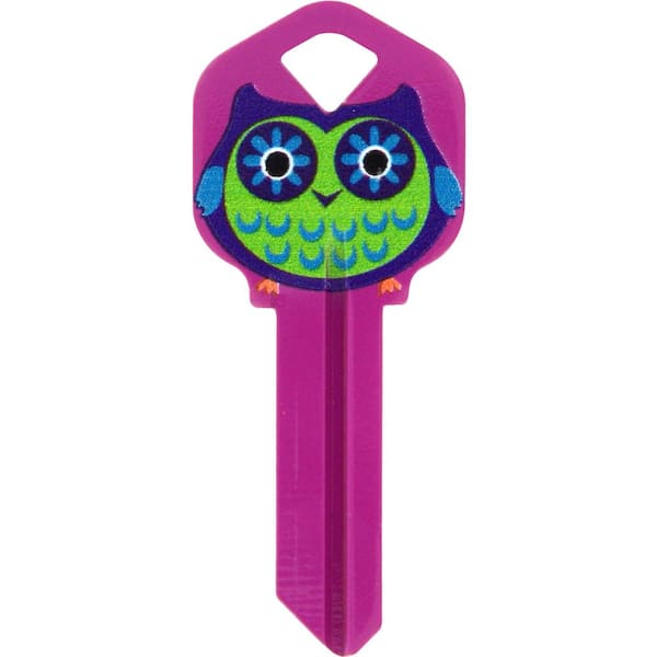 Kwikset Brass House and Entry Key Blank Owl Design