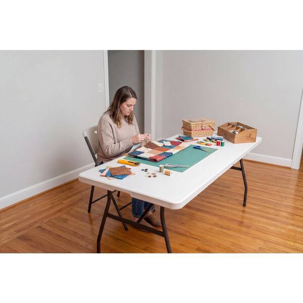 HDX 6 ft. White Resin Top Rectangular Fold in Half Utility Table