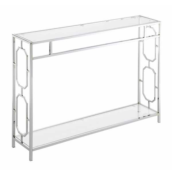 Convenience Concepts Omega 42 in. Clear Glass and Chrome Rectangle ...