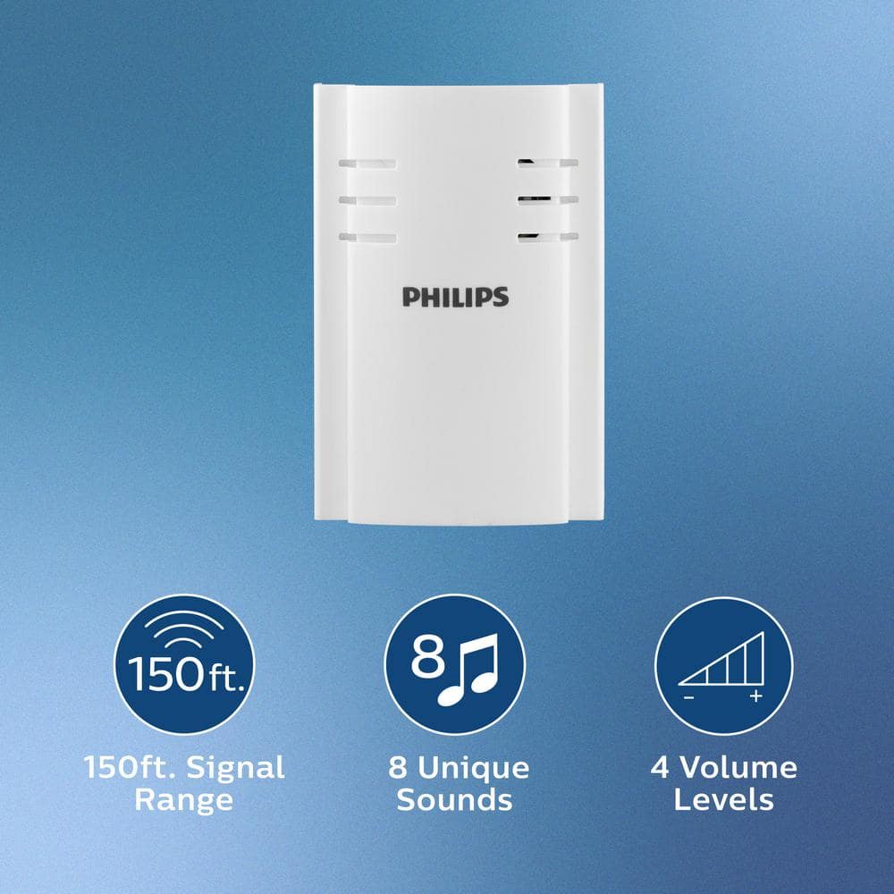Philips White Wireless Digital Doorbell Kit with Volume Control