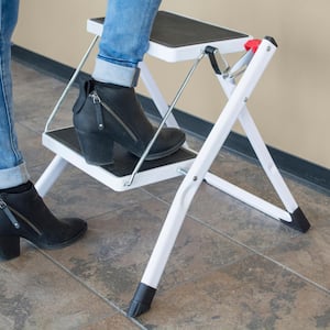 2-Step Steel Folding Mini Step Ladder Step Stool with 225 lbs. Load Capacity