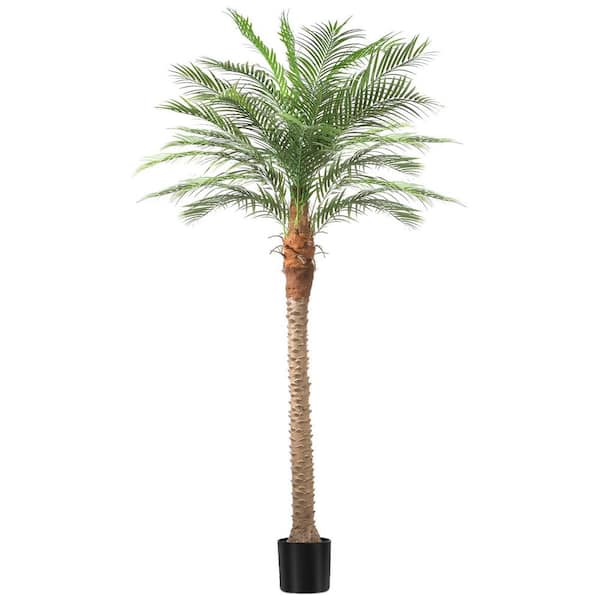 Vitalismo 8 ft. Green Plant 96 in. Artificial Phoenix Palm Tree with Black Pot With Adjustable Leaves Large Faux Sago Palm Tree