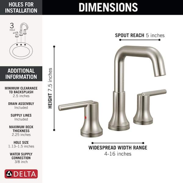 SK－2 SPRPF 440 Delta Trinsic 8 in. Widespread Double Handle Bathroom Faucet in