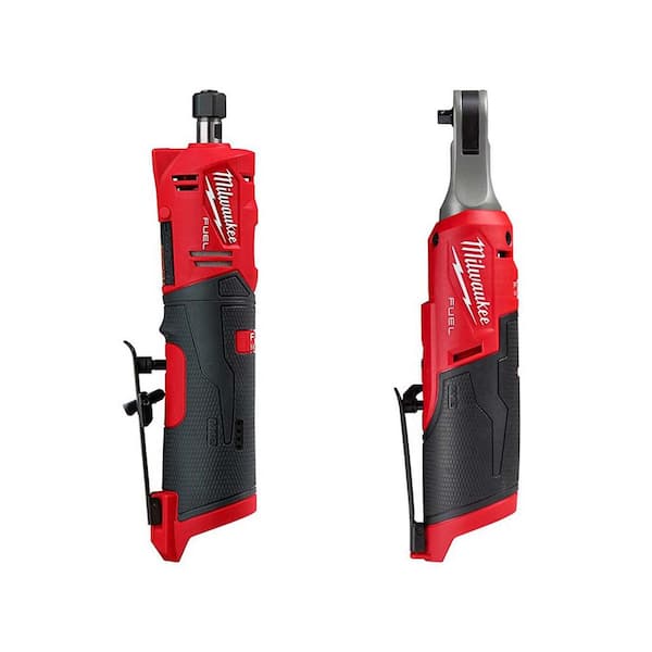 Milwaukee M12 FUEL 12V Lithium-Ion Brushless Cordless 1/4 in. Straight Die Grinder with M12 High Speed 1/4 in. Ratchet