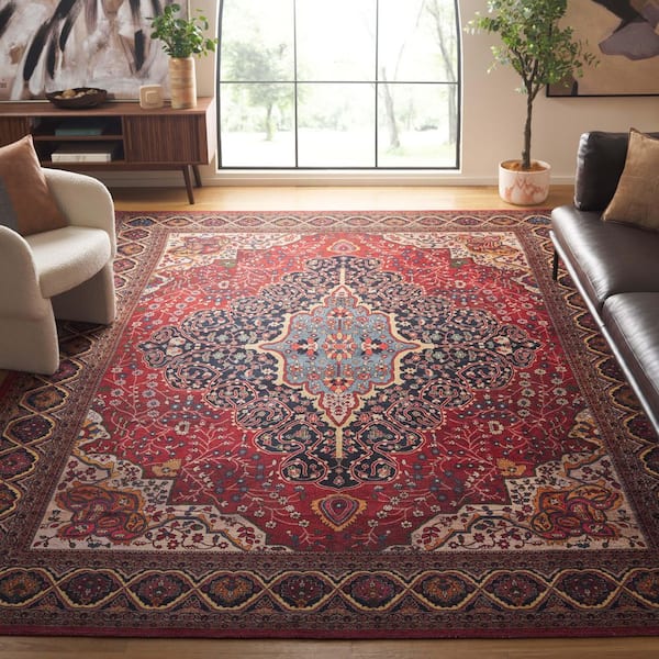 Serapi 9 ft. x 12 ft. Rust/Navy Persian Medallion Area Rug