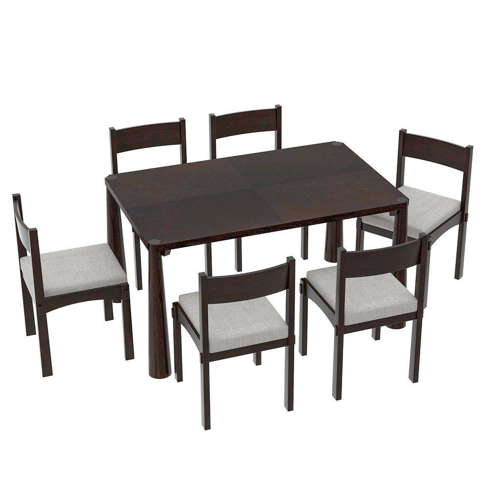 7-Piece Solid Wood Outdoor Conversation Patio Furniture Set with Beige Cushions price history on PriceWatchPro