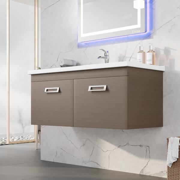 Eviva Orleans 38 in. W x 20 in. D x 23 in. H Single Sink Wallmount Bath Vanity in Wenge with White Porcelain Top