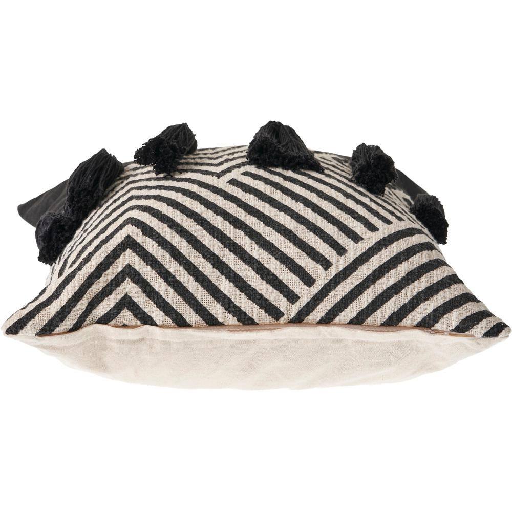 20" Black and White Chevron Throw Pillow