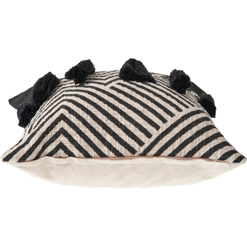 20" Black and White Chevron Throw Pillow