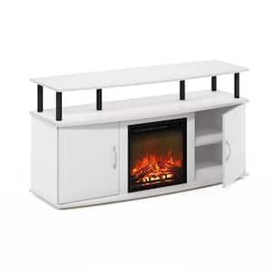 Jensen 47.24 in. Freestanding Wood Smart Electric Fireplace TV Stand in Solid White/Black