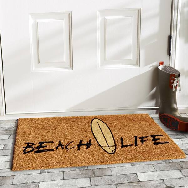 Natural Black 17 x 29 Calloway Mills 102331729 Beach Life Doormat 