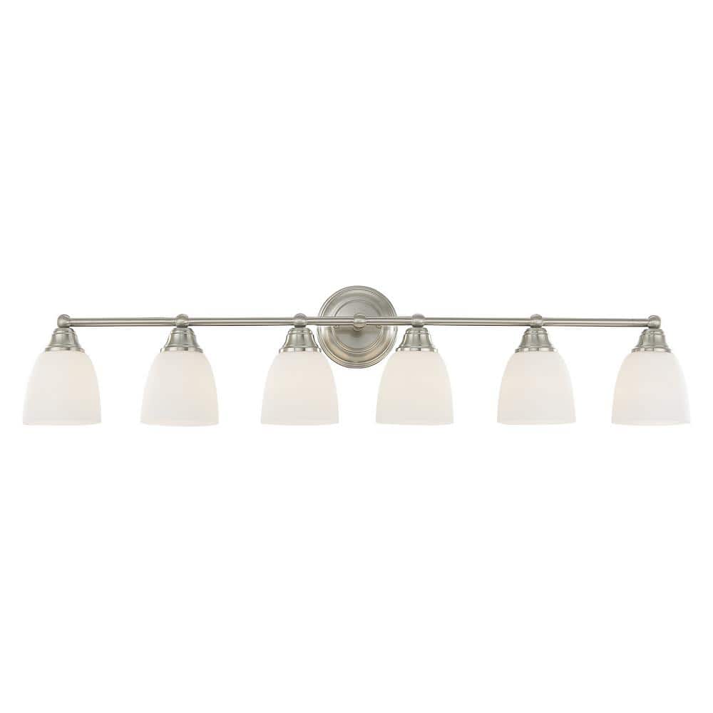 Somerville Brushed Nickel 6-Light Vanity with Satin Opal Glass