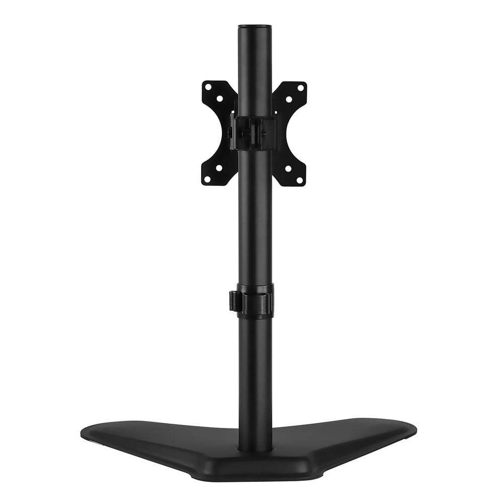 Black Adjustable Steel Single Monitor Stand with 360-Degree Rotation