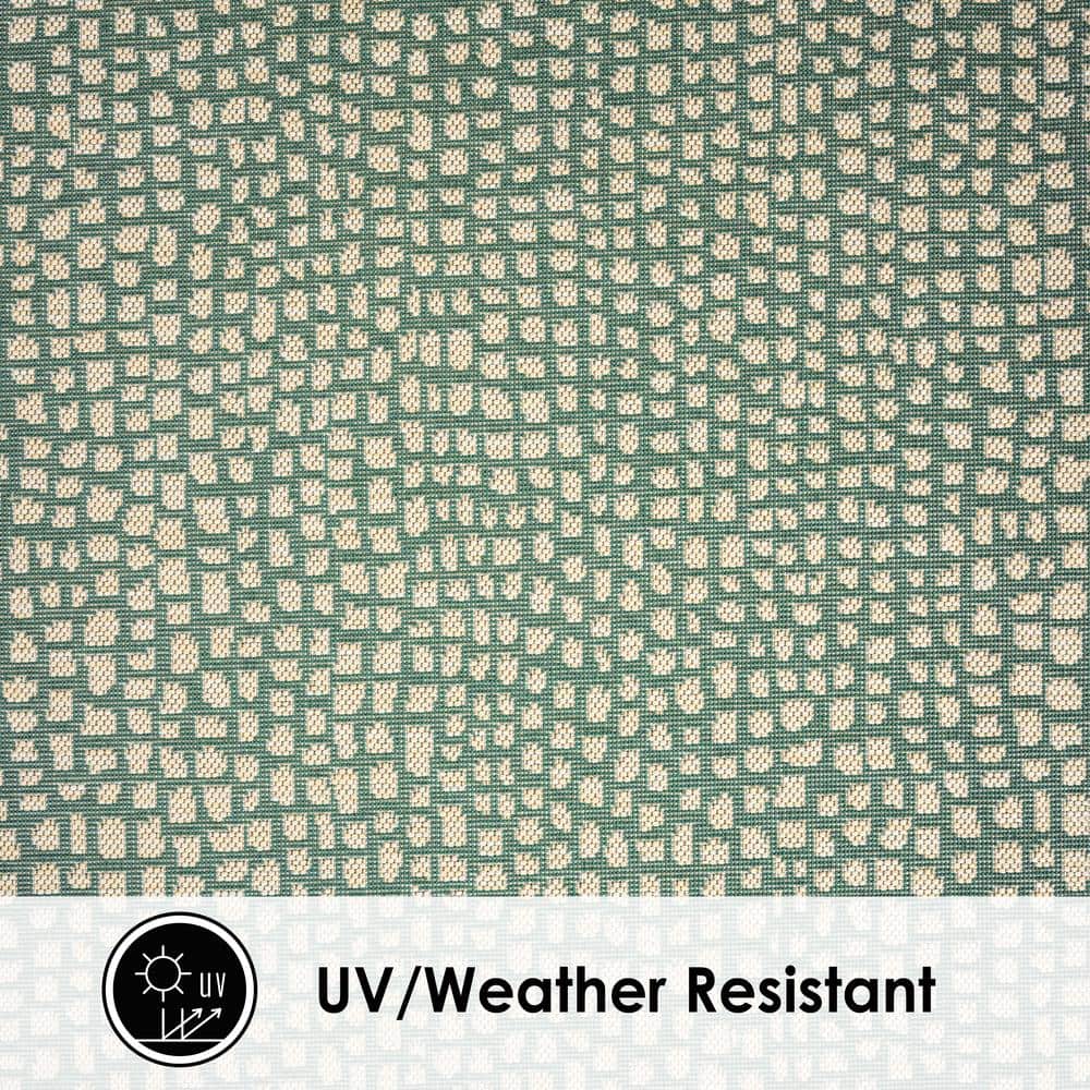 Green and Beige Synthetic Rectangular 8' x 10' Indoor/Outdoor Rug
