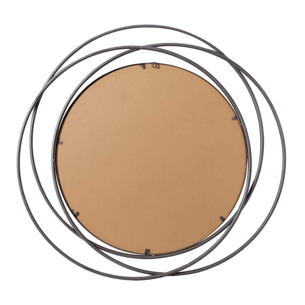 Elegant Overlapping Rings 42" Round Wood and Metal Wall Mirror
