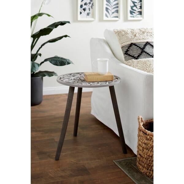 Litton Lane Grey Wood Contemporary Accent Table